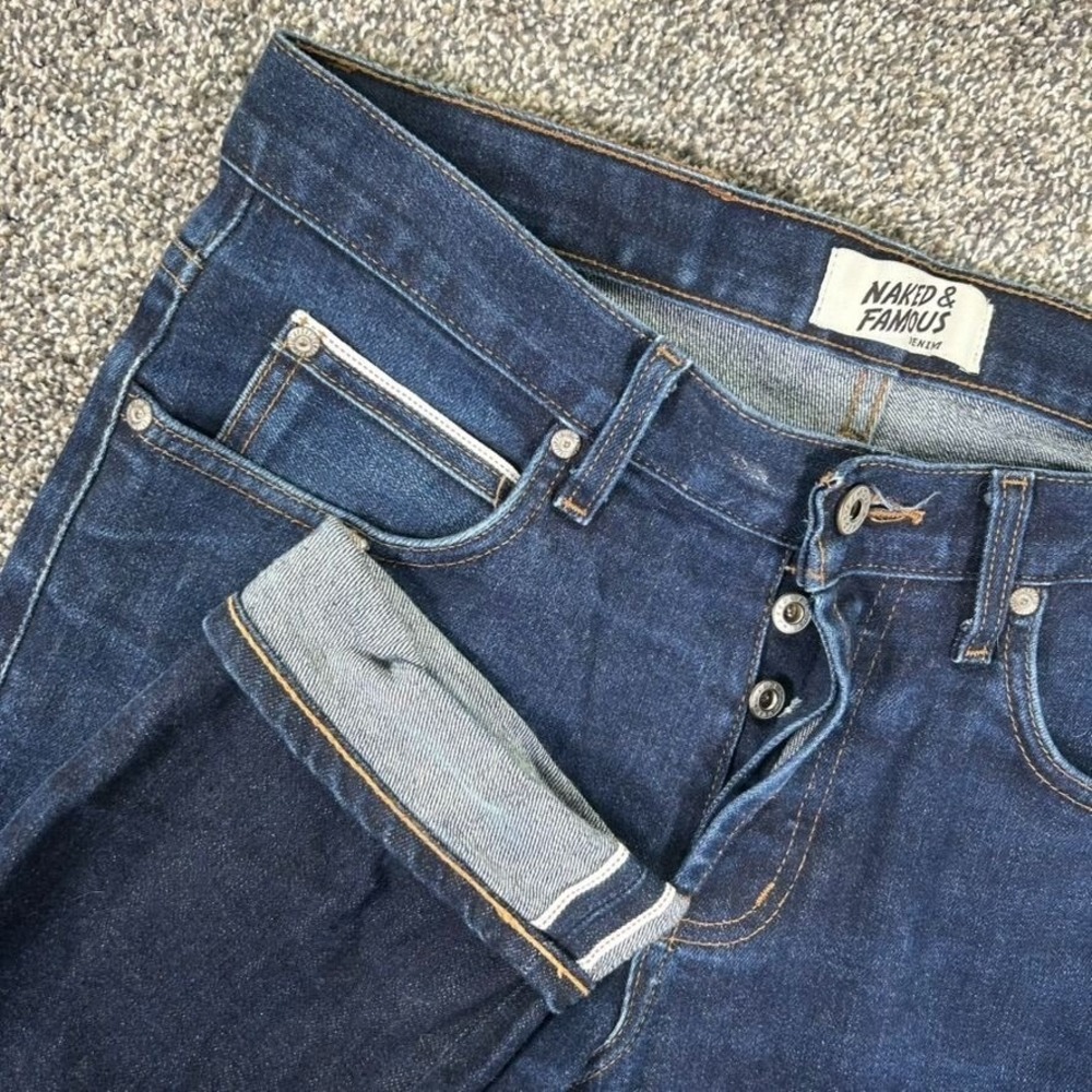 Naked & Famous Super Guy Nightshade Stretch Selvedge Denim Jeans Men 32 Slim Fit